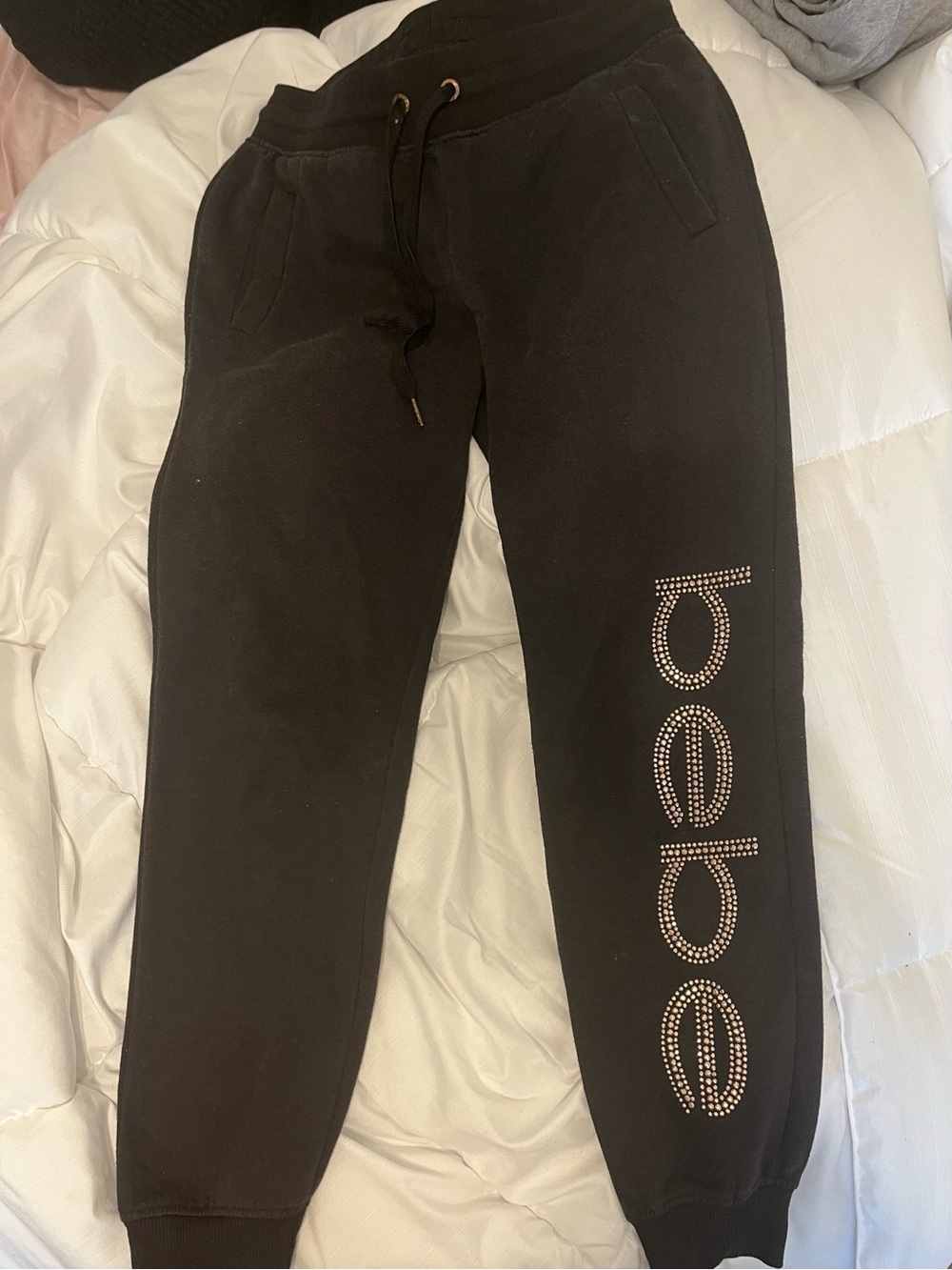 vintage y2k bedazzled bling rhinestone jewel bebe sweatpants joggers